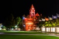 Beautiful historical courthouse illuminated at night