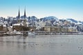 Beautiful Hofkirche in winter Lucerne