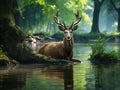 A beautiful Hog deer resting  Made With Generative AI illustration Royalty Free Stock Photo
