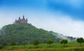 Beautiful Hohenzollern castle in haze at summer Royalty Free Stock Photo