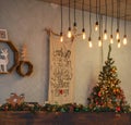 Beautiful holdiay decorated room with Christmas tree