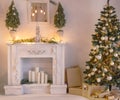 Beautiful holdiay decorated room with Christmas tree Royalty Free Stock Photo