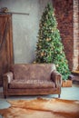 Beautiful holiday decorated room with Christmas tree