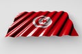 Beautiful holiday flag 3d illustration - shining flag of Tunisia with big folds lying flat isolated on grey Royalty Free Stock Photo