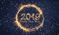 Beautiful holiday web banner Happy New Year 2019 Royalty Free Stock Photo