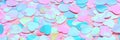 Beautiful holographic neon hearts. Trendy colors pink and blue. Festive Valentine's Day background. Love. Banner. Royalty Free Stock Photo