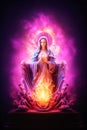 Beautiful Holy Virgin Mary Illustration, Whimsical Virgen de Guadalupe Portrait, Generative AI