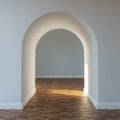 Beautiful home entrance with wood floor. interior with arch