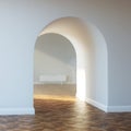 Beautiful home entrance with wood floor. interior with arch