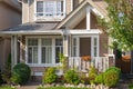 Beautiful Home Exterior. Real Estate Exterior Front House. Luxury house with beautiful landscaping on a sunny day Royalty Free Stock Photo