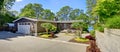 Beautiful home with garage, lake view and large front yard. Royalty Free Stock Photo