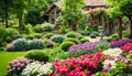 Beautiful home garden in full Royalty Free Stock Photo