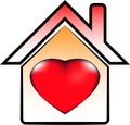 Beautiful Home With Heart Vector Logo monogram