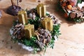 Beautiful homemade advent wreath Royalty Free Stock Photo