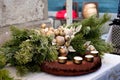 Beautiful homemade advent wreath Royalty Free Stock Photo