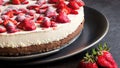 Beautiful Homemade Strawberry Cheesecake. Generative AI