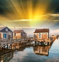 Beautiful homes of Nantucket, Massachusetts. Houses over water a