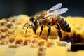 Beautiful honey bee close up shoot. AI Generated Royalty Free Stock Photo