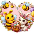 Beautiful honey bee holding love shape