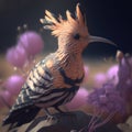 Beautiful hoopoe bird with light purple aura, generative ai