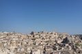 Beautiful horizon of ancient ghost town of Matera Sassi di Mate