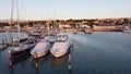 View of boats in the port. The beach is paradise