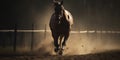 A beautiful horse with a long mane. Portrait in motion. Generative AI. Beautiful horse portrait. Panorama. Banner