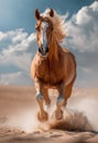 Beautiful horse runs gallop on sand in the desert Royalty Free Stock Photo