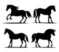 Beautiful horse silhouettes set vector Royalty Free Stock Photo