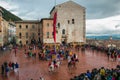 Beautiful horses at the famous festa dei ceri in the main square of Gubbio, Umbria