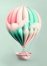 A beautiful hot air balloon in the sky painted in pastel colors against a multi-colored sky. Generated AI Royalty Free Stock Photo