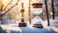 beautiful hourglass holiday , winter background decor creative bokeh christmas celebration