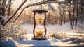 beautiful hourglass, winter background decor creative bokeh christmas celebration