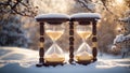 beautiful hourglass, winter background christmas creative