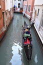 Beautiful house and canal with ships in Murano island at Venice, Italy 2015