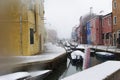 Beautiful house and canal with ships in Murano island at Venice, Italy 2015