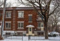 Beautiful house in city of Montreal. Winter time. Christmas Royalty Free Stock Photo