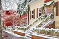 Beautiful house covered snow located in the Queen Street, Niagara on the Lake, Canada Royalty Free Stock Photo