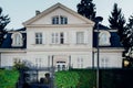 Beautiful house at dusk in classic French architecture