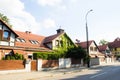 Beautiful house with ivy. Beautiful autumn. Beautiful house. Facade of the house with ivy.Texture. Background.