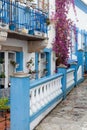 Beautiful house with pots on their windows Royalty Free Stock Photo