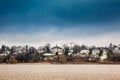 Beautiful houses and beaches on the banks of Elbe river in Hamburg Royalty Free Stock Photo