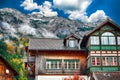 Beautiful houses in Brauhof village on the lake Grundlsee.