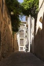 Narrow cobbled streets in the old Jewish quarter of Caceres Royalty Free Stock Photo