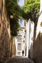 Narrow cobbled streets in the old Jewish quarter of Caceres Royalty Free Stock Photo