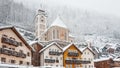 Picturesque old town of Hallstatt, Austria in winter.