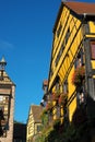 Beautiful houses in Riquewihr, Alsace, France. One of the most romantic and beautiful villages Royalty Free Stock Photo