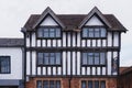 Beautiful houses in Tudor style in the medieval market town Stratford-upon-Avon,the 16th-century birthplace of William Shakespeare Royalty Free Stock Photo