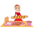 Beautiful housewife bakes gingerbread christmas cookies Royalty Free Stock Photo