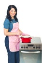 Beautiful housewife cooking Royalty Free Stock Photo